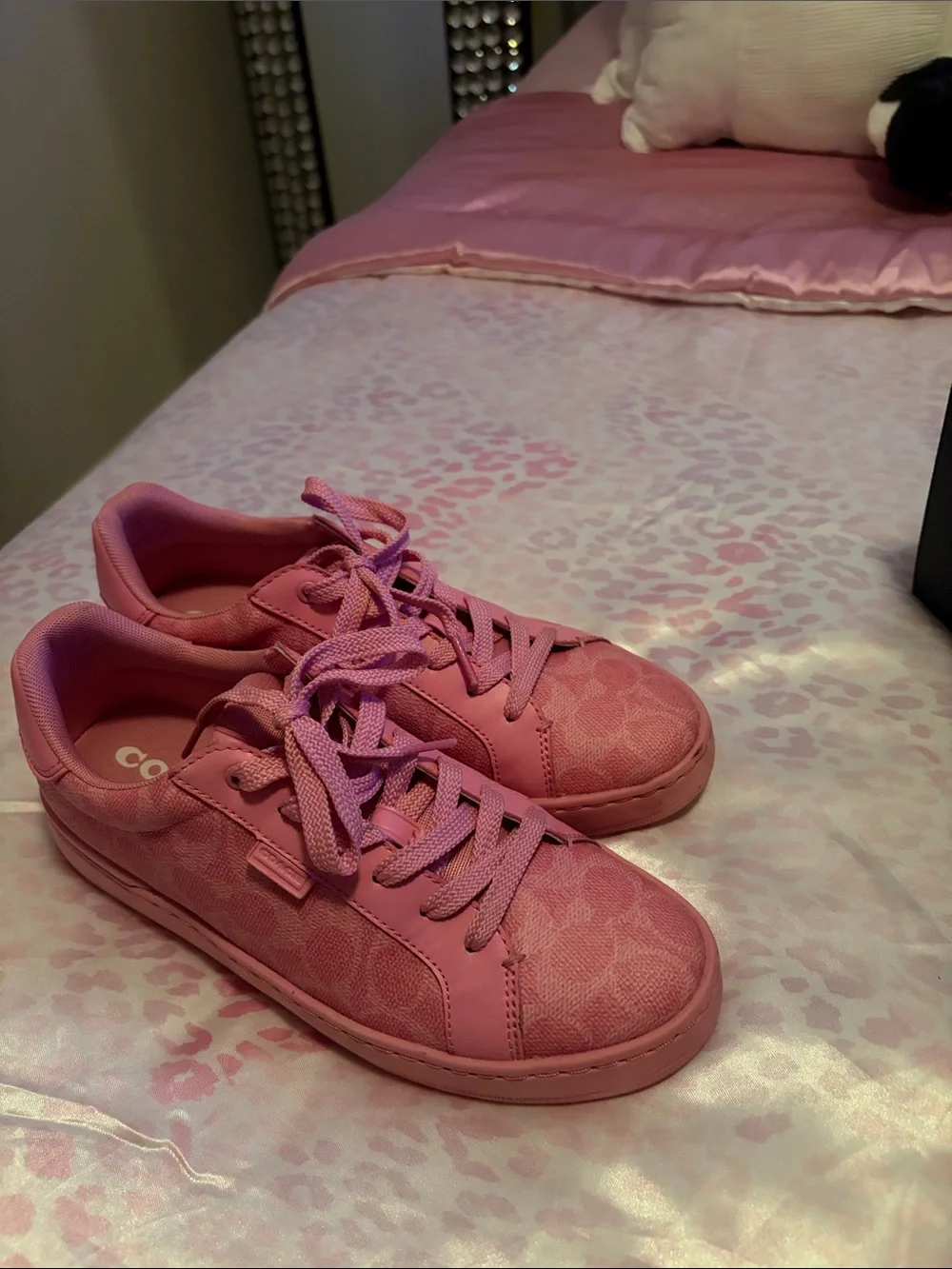 Coach Pink Signature Low-Top Sneakers - Monogram Accent
